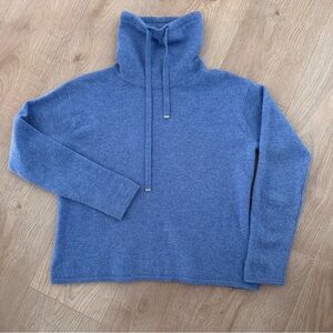 Women’s Cashmere/Merino Cropped Polo Turtleneck Sweater sz M - Blue